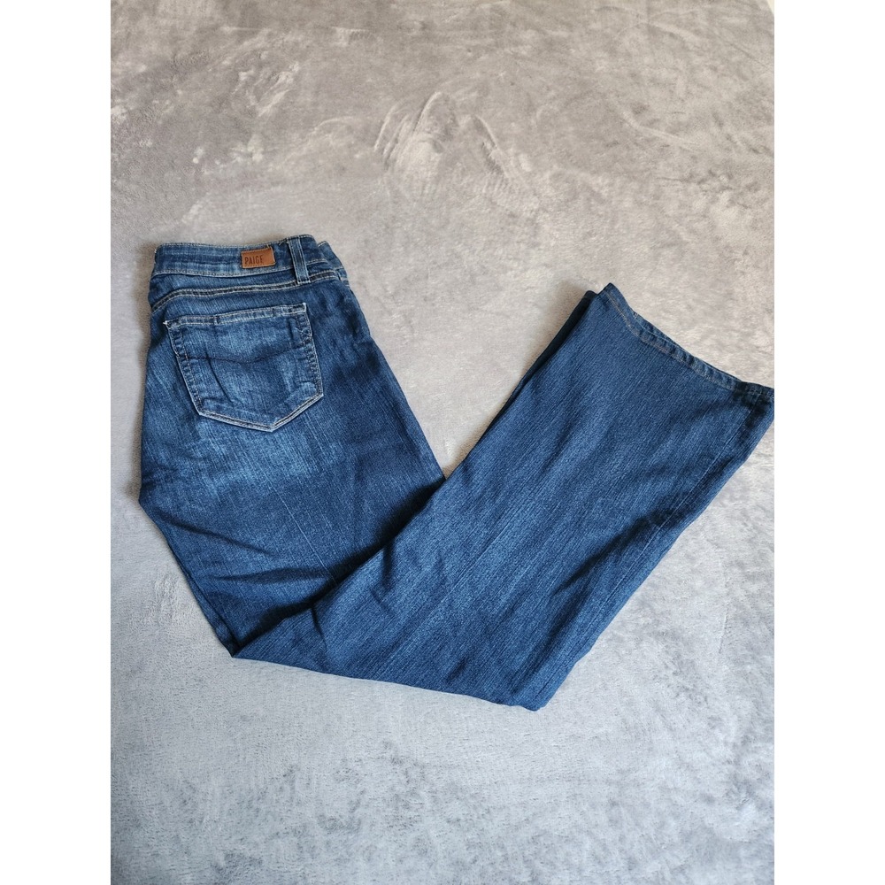 Womens Paige Skyline Boot Medium Dark Wash Mid Rise Denim Jeans 28 Bootcut